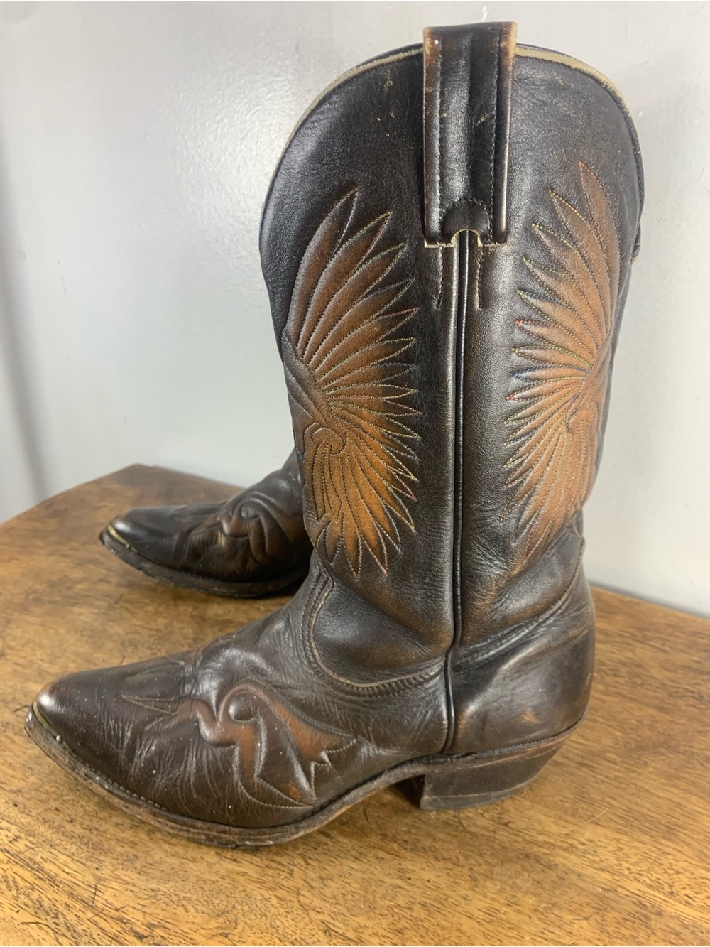 Boulet vintage distressed leather cowboy leather boots